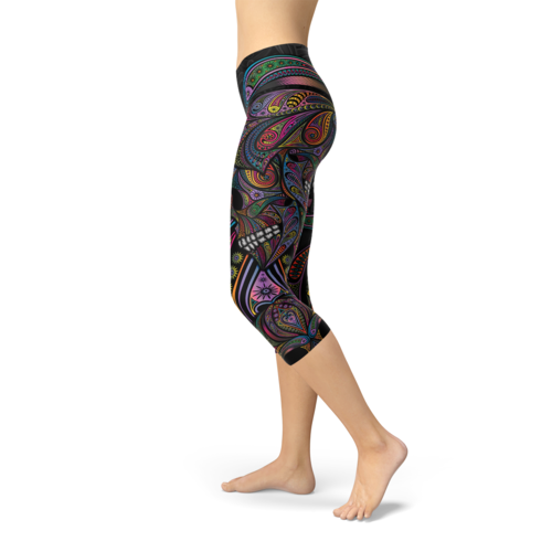 Leggings - Aboriginal & Sugar Skull Capri Leggings