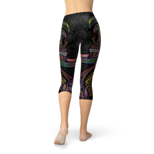 Leggings - Aboriginal & Sugar Skull Capri Leggings