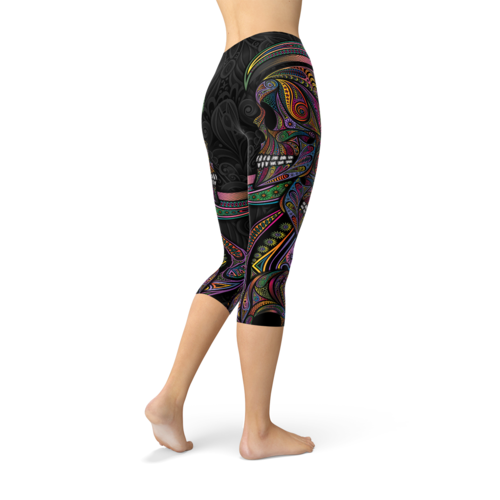 Leggings - Aboriginal & Sugar Skull Capri Leggings