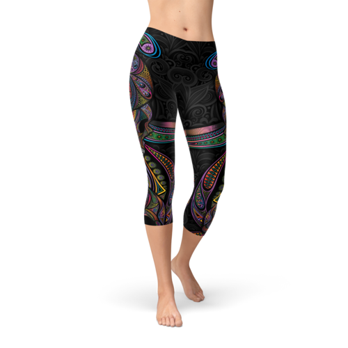 Leggings - Aboriginal & Sugar Skull Capri Leggings